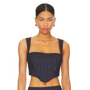 NWT Bardot Sian Bustier in Navy Pinstripe